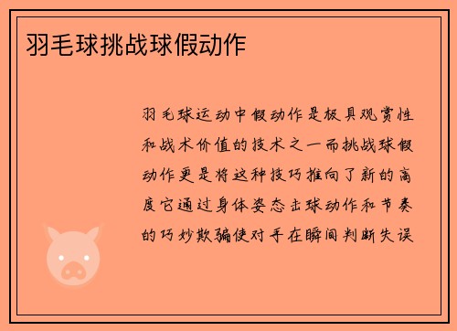 羽毛球挑战球假动作